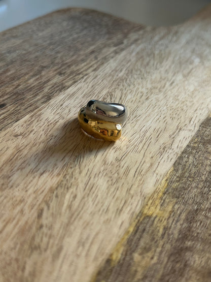 ANNE-LISE | Bague Bicolore Acier Inoxydable